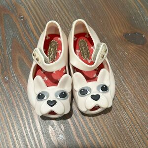 Mini Melissa baby toddler shoes size 5 French bulldog